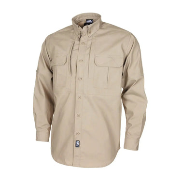 MFH® Hemd „Attack“ taktisches Langarmhemd, geknöpftes Hemd mit zwei Brusttaschen auf weißem Hintergrund.