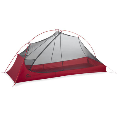 MSR® FreeLite™ 1 „V2“, ultraleichtes 1-Personen-Backpacking-Zelt in Rot und Grau, ohne Regenfliege.