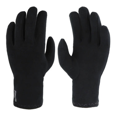 Ein Paar schwarze ESKA® Der ideale Innenhandschuh für Kinder Handschuhe vor weißem Hintergrund.