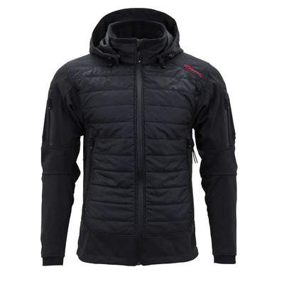 Schwarze Carinthia® G-LOFT® ISG 2.0 Herrenjacke mit Kapuze, von vorne gesehen.