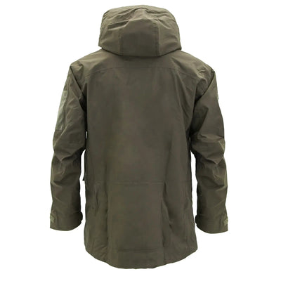 Carinthia® TRG Jacke, wind- und wasserdichter Parka mit Kapuze vor weißem Hintergrund.