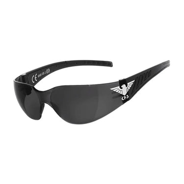 Schwarze Sportsonnenbrille mit seitlichem Logo und KHS Militärqualität.