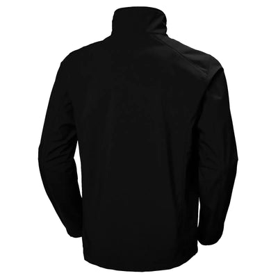 Rückansicht einer schlichten schwarzen Paramount-Softshelljacke für Herren von Helly Hansen® mit hohem Kragen.