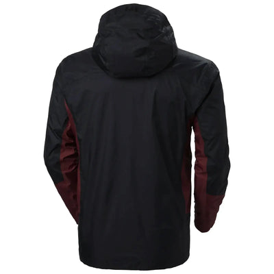 Rückansicht einer schwarz-kastanienbraunen Verglas 2L Shell-Jacke für Herren von Helly Hansen® mit HELLY TECH® PERFORMANCE-Stoff.