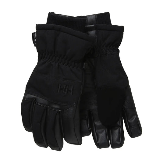 Ein Paar Unisex-All-Mountain-Handschuhe von Helly Hansen® aus Textil- und Ledermaterialien, ideal für Winterabenteuer.