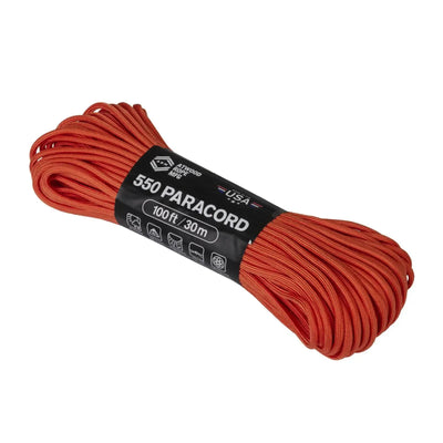 Ein Bündel rotes Atwood Rope MFG™ Paracord 550 (30 Meter), 100 Fuß lang.