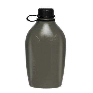Wildo® Explorer-Flasche 1L im Militärstil mit Schraubdeckel und Trageschlaufe, perfekt für Abenteuer.