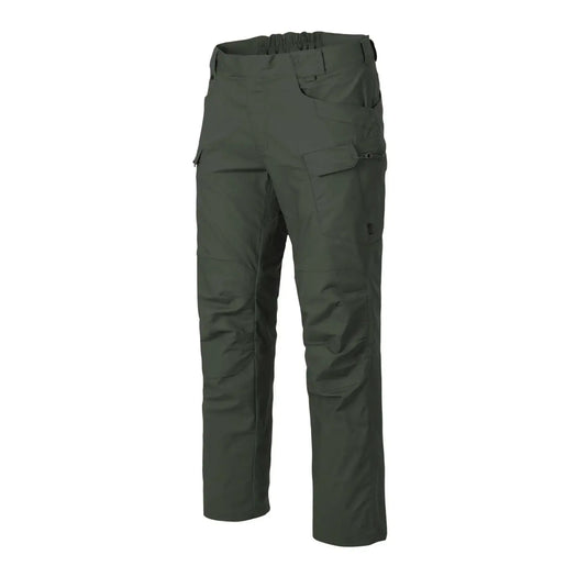 Olivgrüne Helikon-Tex® Urban Tactical Pants – Polycotton Ripstop isoliert auf weißem Hintergrund.