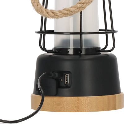 Eine moderne dimmbare Brennenstuhl® Akku Campinglampe „CAL 1“ mit USB-Anschluss und einem Seilgriff.