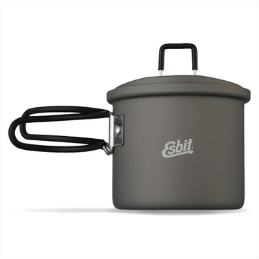 Esbit® Aluminium Kochtopf 625ml grau für Outdoor-Abenteuer mit Deckel und klappbarem Griff.