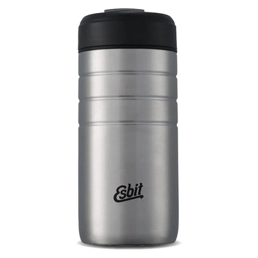 Esbit® Thermobecher mit Klick-Verschluss 450 ml mit Klick-Verschluss schwarzem Deckel auf weißem Hintergrund.