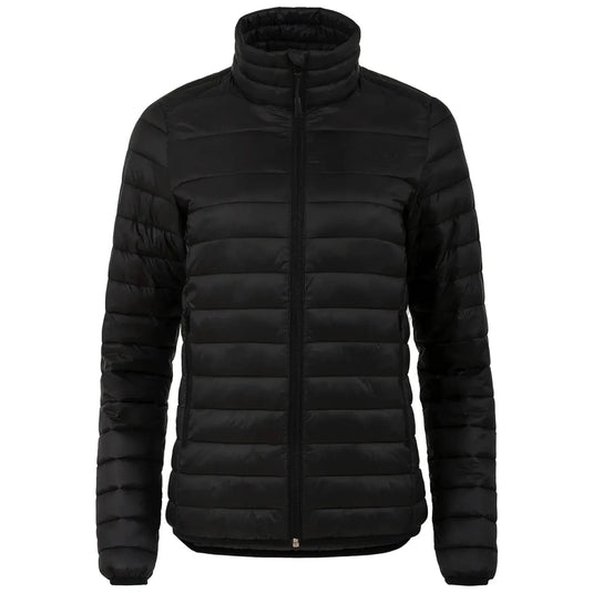 Schwarze, isolierte HIGHLANDER® Isolationsjacke „Fara“ mit Reißverschluss vorne.