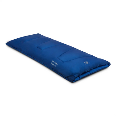 Blauer rechteckiger HIGHLANDER® Sleepline 250 Schlafsack auf weißem Hintergrund.
