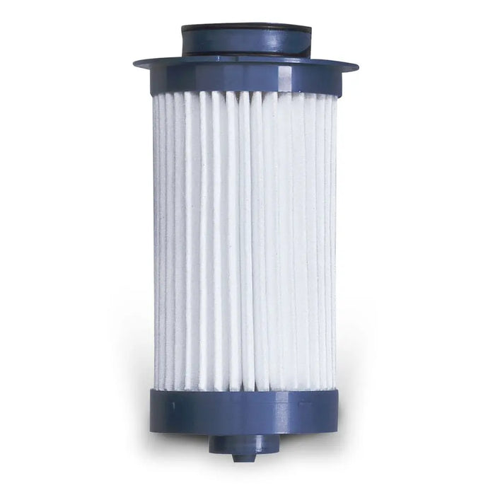Zylindrisch plissierte Katadyn® Vario Wasserfilter Ersatzelement-Kartusche mit blauen Endkappen.