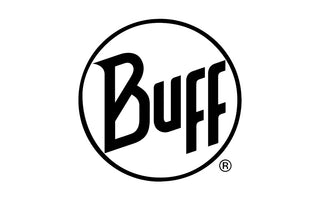 Schwarz-weißes Logo der Marke Buff in kreisförmigem Design.