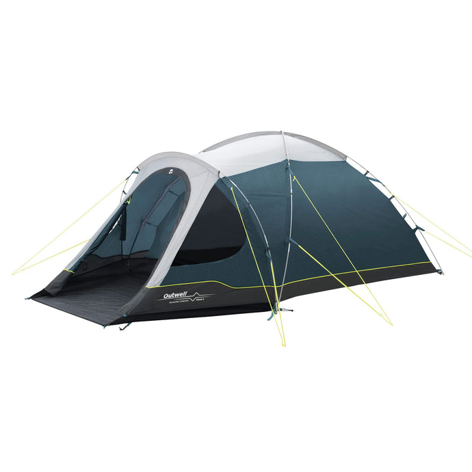 Ein Outwell® Cloud 3 Kuppelzelt mit Regenüberdachung, konzipiert für Outdoor-Camping.