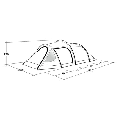 Outwell® Earth 3 Technische Illustration eines Zeltes mit Abmessungen.