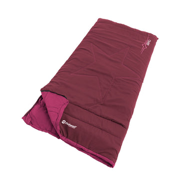 Maroon Outwell® Kinderschlafsack – CHAMP KIDS Schlafsack isoliert auf weißem Hintergrund.