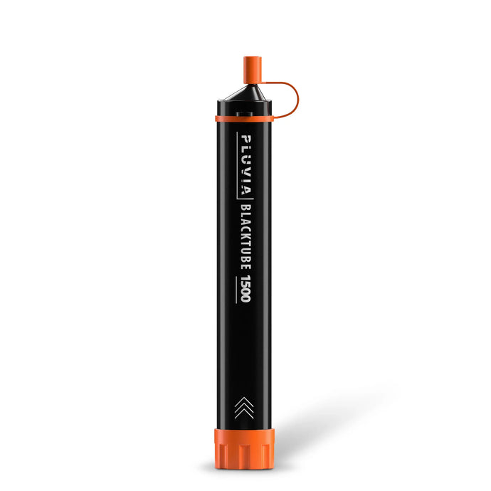 Tragbares externes Batterieladegerät mit hoher Kapazität und integriertem PLUVIA Blacktube 1500 Wasserfilter.