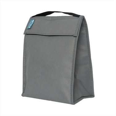 Isolierte graue Retulp Fridgebag Lunchbag Grau (9 Liter) mit schwarzem Griff.