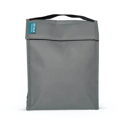 Graue isolierte Retulp Fridgebag Lunchbag Grau (9 Liter) auf weißem Hintergrund.