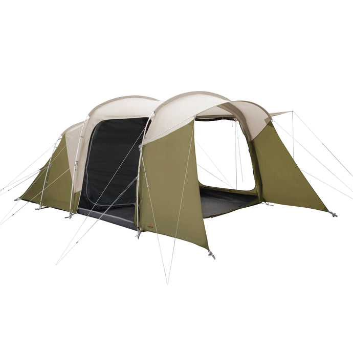 Großes Robens® Wolf Moon 5XP Campingzelt mit offenem Vorzelt auf weißem Hintergrund.
